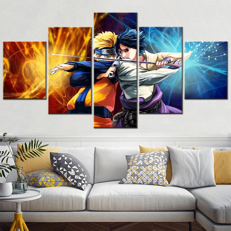 Bataille de Naruto et Sasuke Ingelijste Print - Naruto Shippuden™