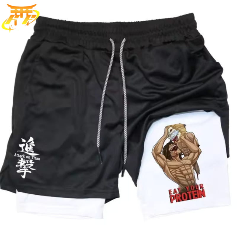 Eat Your Protein Noir et Blanc Short - Attack on Titan™