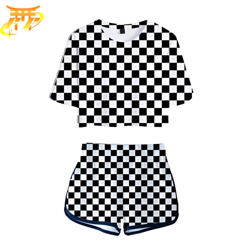 Femme Tanjiro à carreaux noir et blanc Pyjama - Demon Slayer™