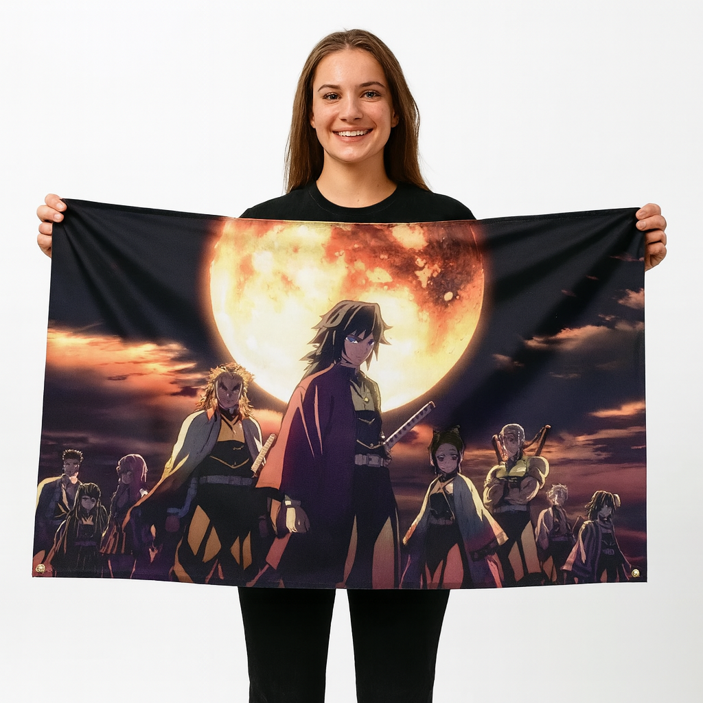 Piliers "Sous La Lune Sanglante" Vlag - Demon Slayer™