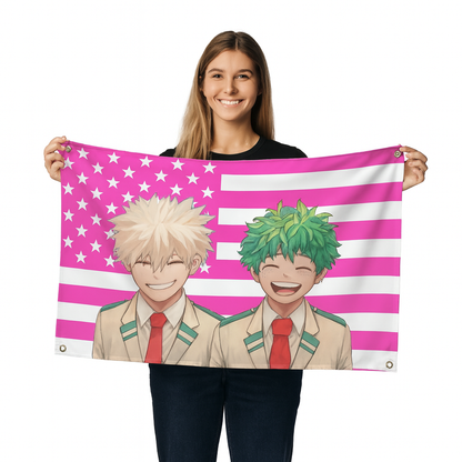 Bakugo & Midoriya "Sourires D’Héros" Vlag - My Hero Academia™