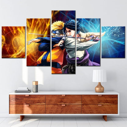 Bataille de Naruto et Sasuke Ingelijste Print - Naruto Shippuden™