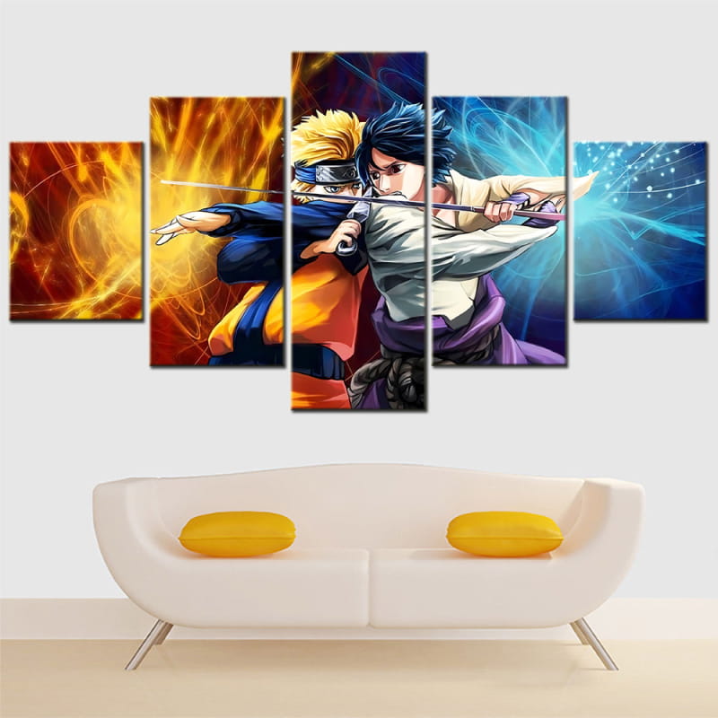 Bataille de Naruto et Sasuke Ingelijste Print - Naruto Shippuden™