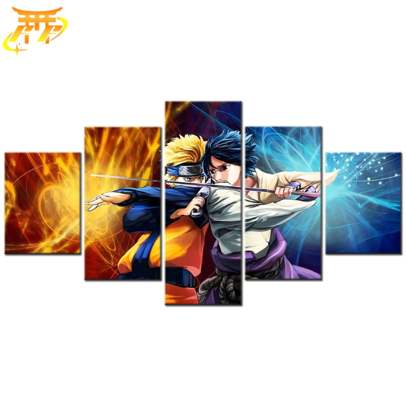 Bataille de Naruto et Sasuke Ingelijste Print - Naruto Shippuden™