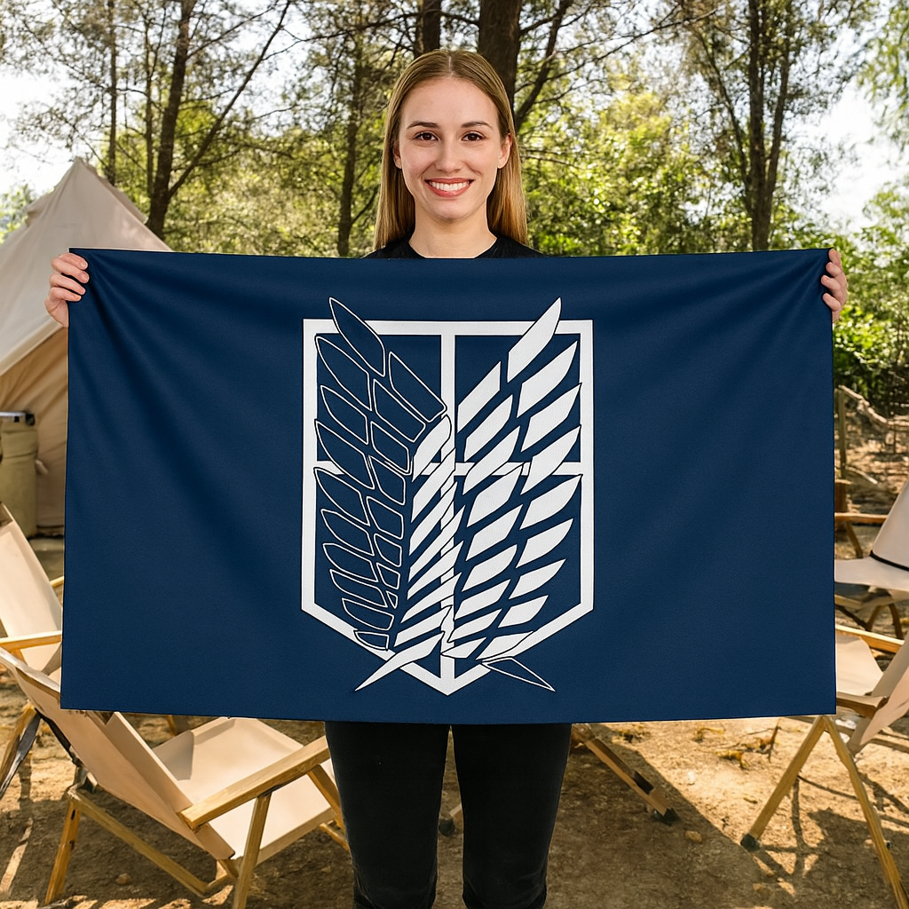Bataillon D’Exploration "Emblème Des Ailes De La Liberté" Vlag - L’Attaque Des Titans™