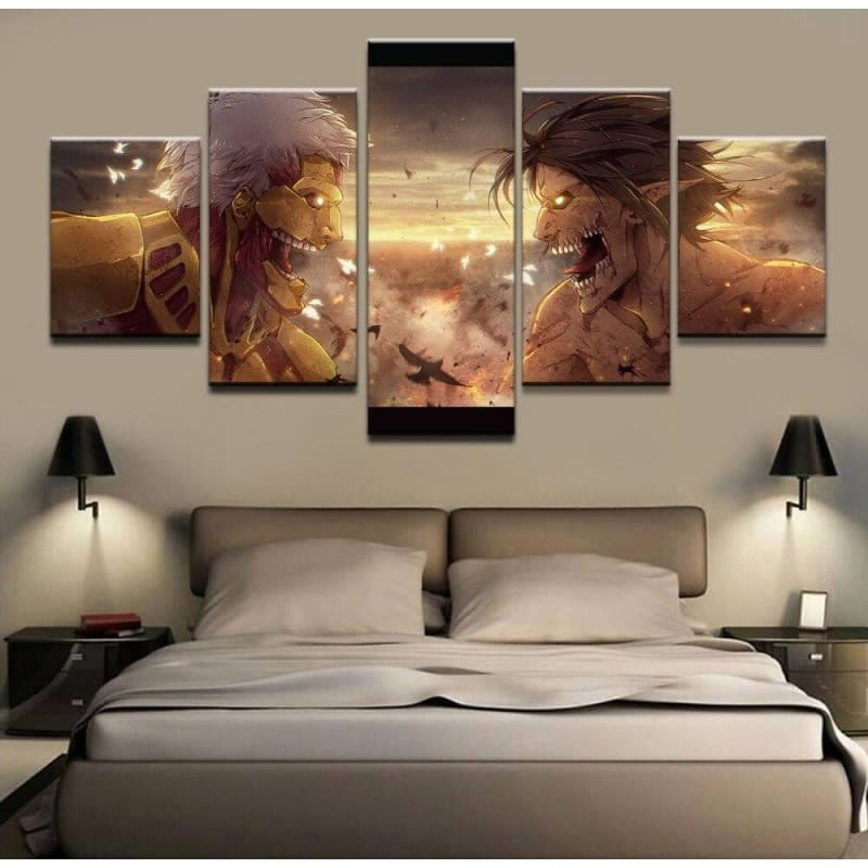 combat Titan assaillant Vs Titans Cuirrassé Ingelijste Print - Attack on Titan™