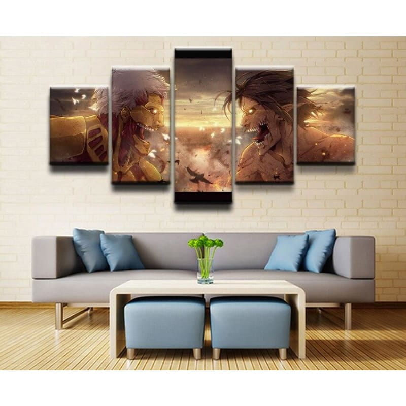 combat Titan assaillant Vs Titans Cuirrassé Ingelijste Print - Attack on Titan™