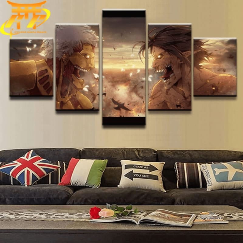 combat Titan assaillant Vs Titans Cuirrassé Ingelijste Print - Attack on Titan™