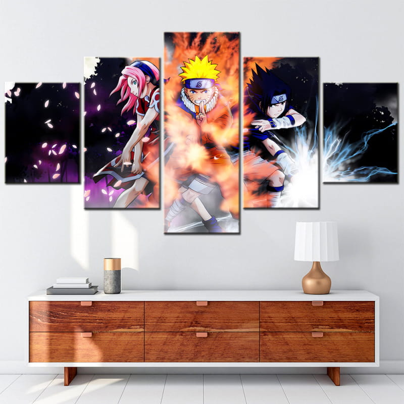 Equipe 7 Attaque Signature Ingelijste Print - Naruto Shippuden™
