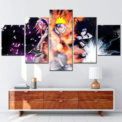 Equipe 7 Attaque Signature Ingelijste Print - Naruto Shippuden™
