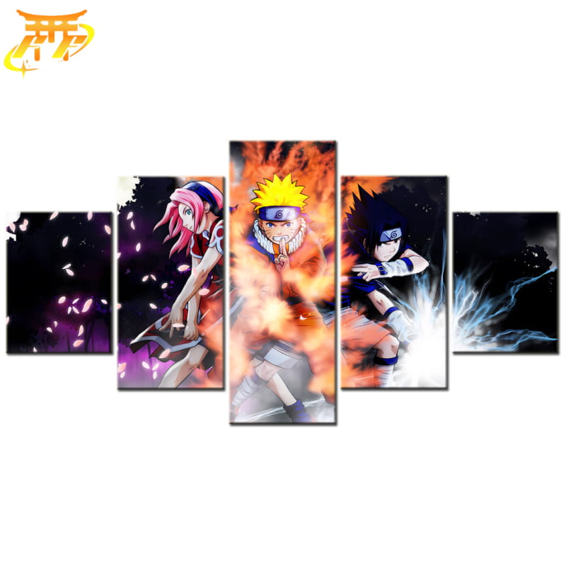 Equipe 7 Attaque Signature Ingelijste Print - Naruto Shippuden™