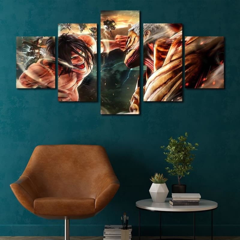 Eren vs Reiner Ingelijste Print - Attack on Titan™