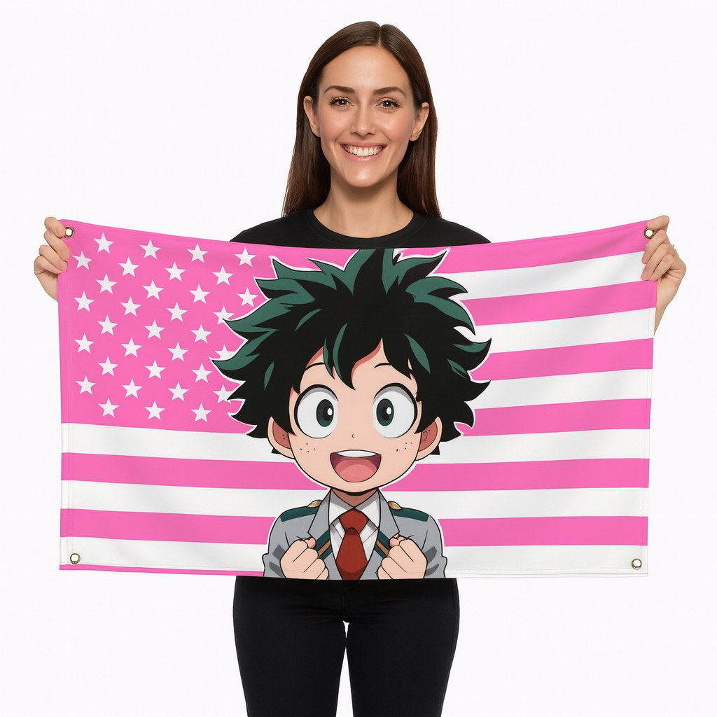 Izuku Midoriya "Style Chibi Étudiant" Vlag - My Hero Academia™
