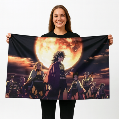 Piliers "Sous La Lune Sanglante" Vlag - Demon Slayer™