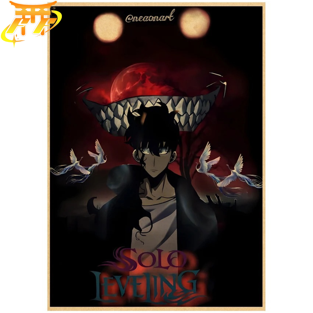 Sung Jinwoo "Sous La Lune Rouge" Poster - Solo Leveling™