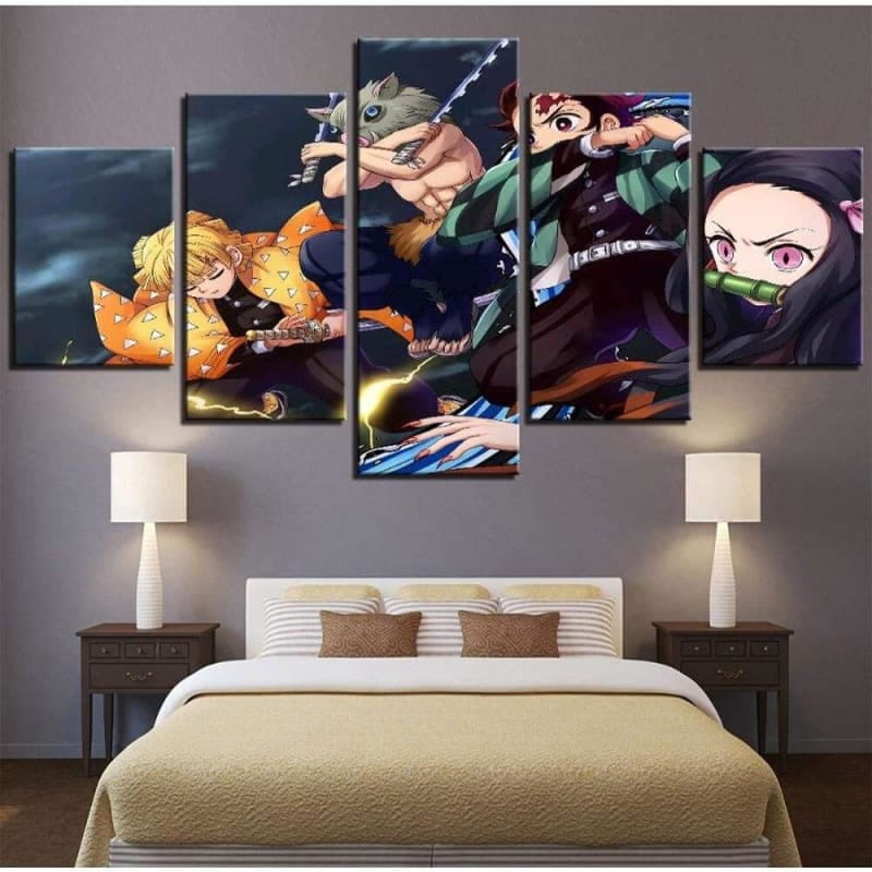 Tanjiro, Nezuko, Zenitsu et Inosuke Ingelijste Print - Demon Slayer™