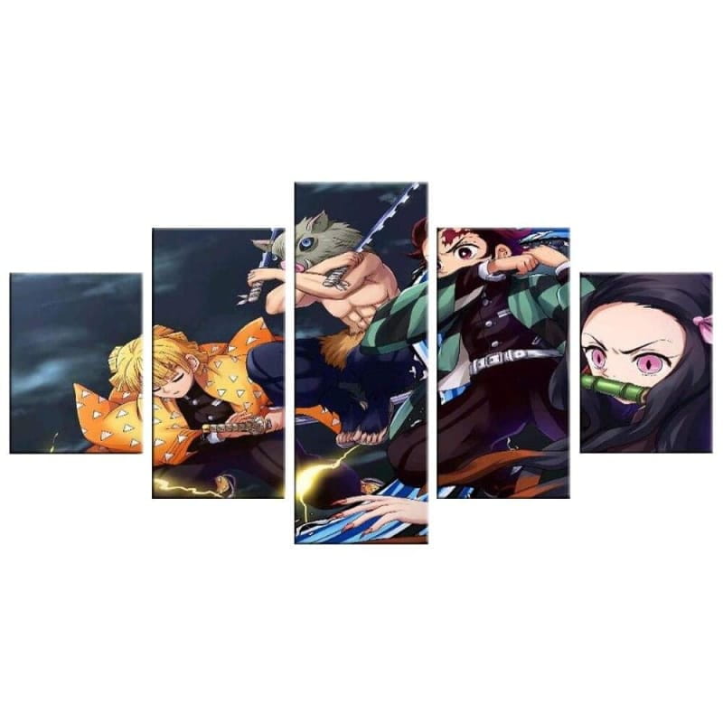 Tanjiro, Nezuko, Zenitsu et Inosuke Ingelijste Print - Demon Slayer™