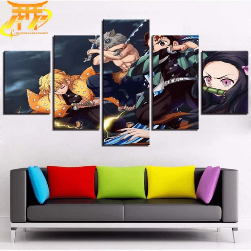 Tanjiro, Nezuko, Zenitsu et Inosuke Ingelijste Print - Demon Slayer™